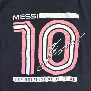 Messi Collection Shirt Men's Large Soccer GOAT Football Black 10 Signature
